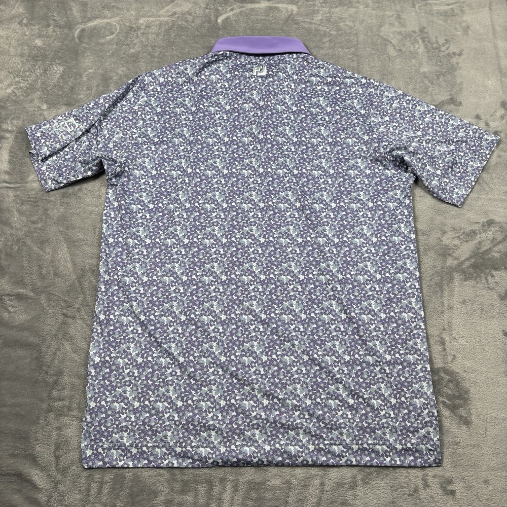 FootJoy Polo Shirt Mens Large Primrose Print Lisle Purple Floral Loud Golf - Picture 8 of 8